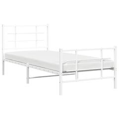 vidaXL Metal Bed Frame without Mattress with Footboard White 90x190cm 4