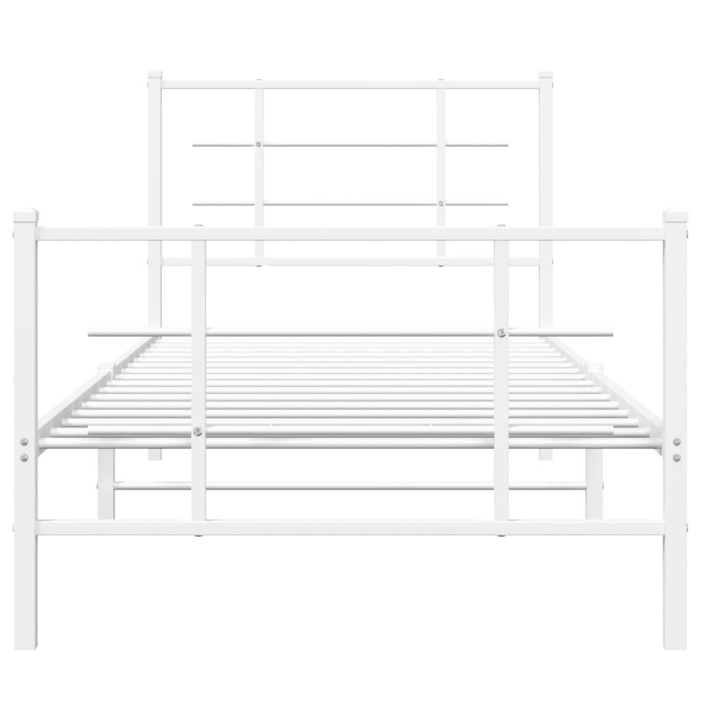 vidaXL Metal Bed Frame without Mattress with Footboard White 90x190cm 5
