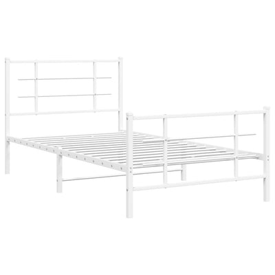 Metal Bed Frame with Headboard and Footboard White 100x200 cm