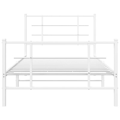 Metal Bed Frame with Headboard and Footboard White 100x200 cm