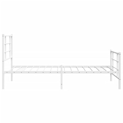 Metal Bed Frame with Headboard and Footboard White 100x200 cm