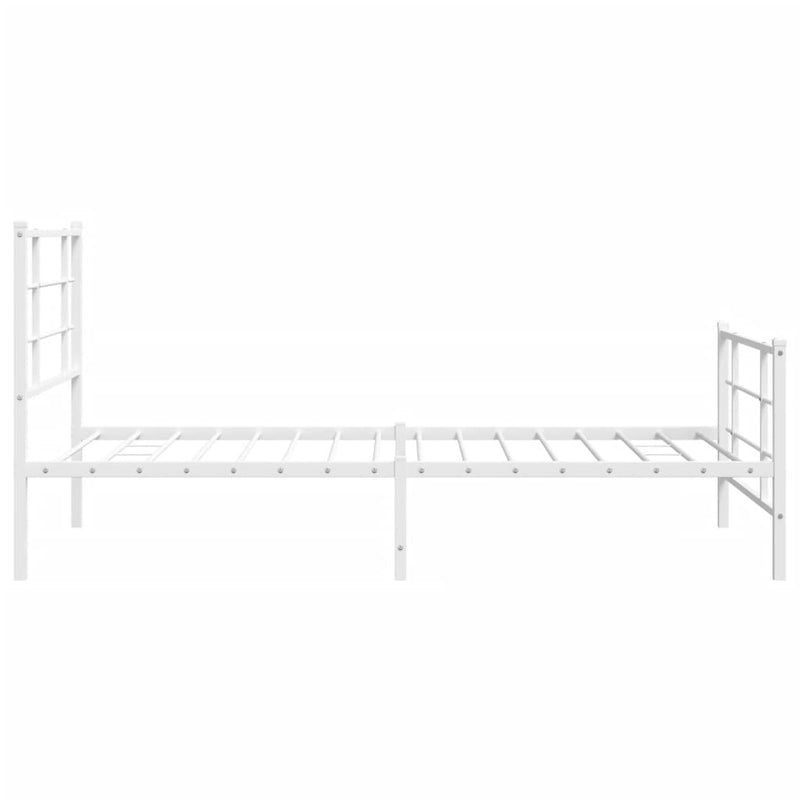 Metal Bed Frame with Headboard and Footboard White 100x200 cm