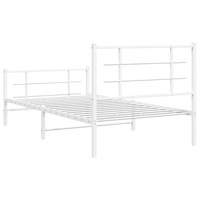 Metal Bed Frame with Headboard and Footboard White 100x200 cm