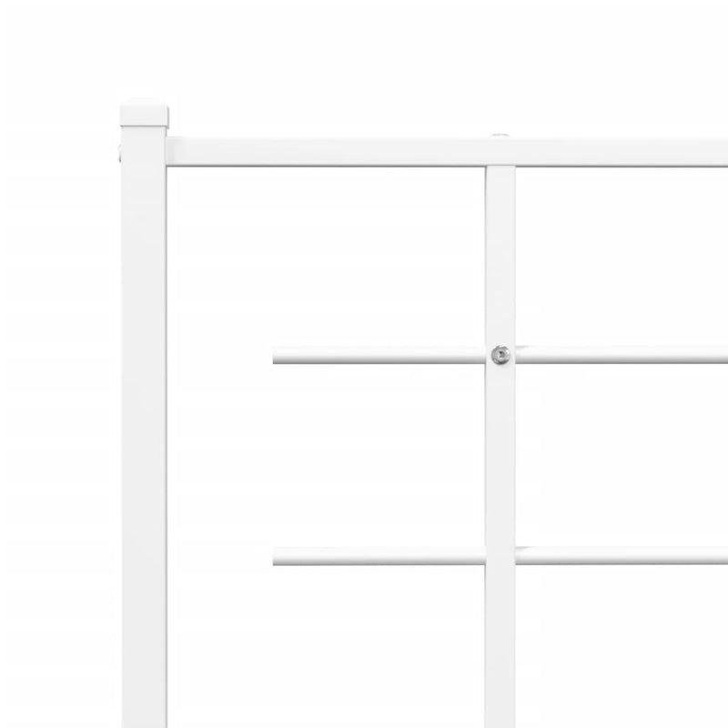 Metal Bed Frame with Headboard and Footboard White 100x200 cm