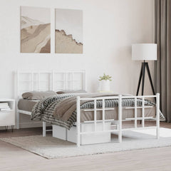 vidaXL Metal Bed Frame without Mattress with Footboard With headboard & footboard White