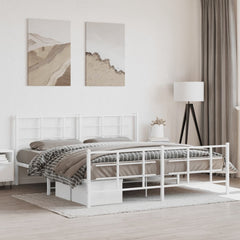 vidaXL Metal Bed Frame without Mattress with Footboard With headboard & footboard White