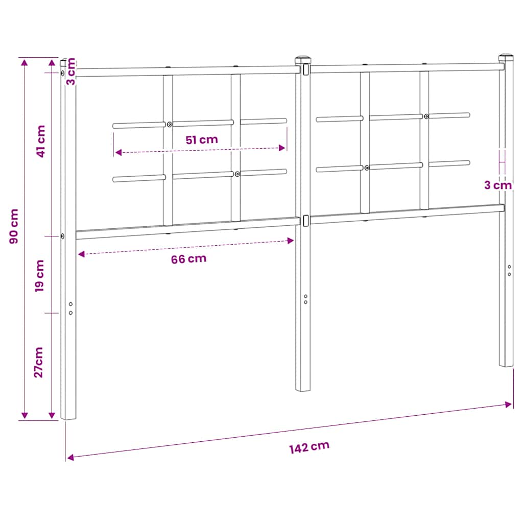 vidaXL Metal Replace Headboard White 135 cm 6