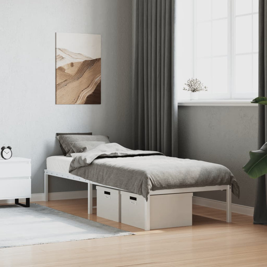 vidaXL Metal Bed Frame without Mattress White 75x190cm 1