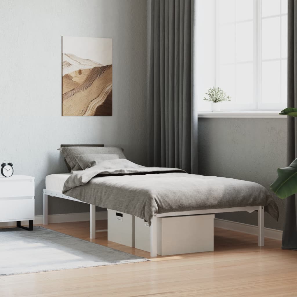 Metal Bed Frame without Mattress White 90 cm 190 cm