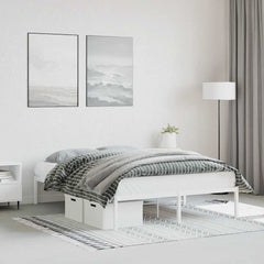 Metal Bed Frame without Mattress White 135 cm 190 cm