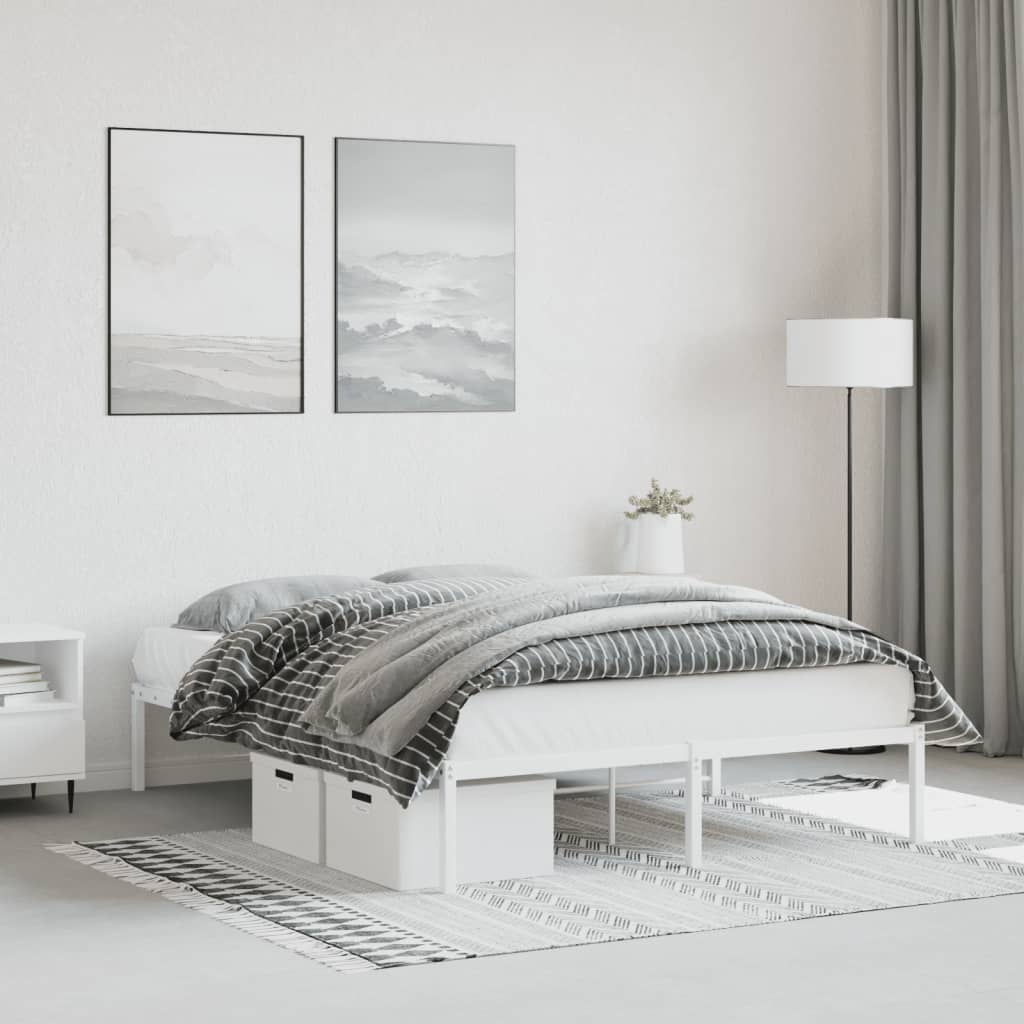 Metal Bed Frame without Mattress White 140 cm 200 cm
