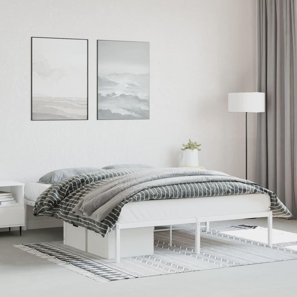 Metal Bed Frame without Mattress White