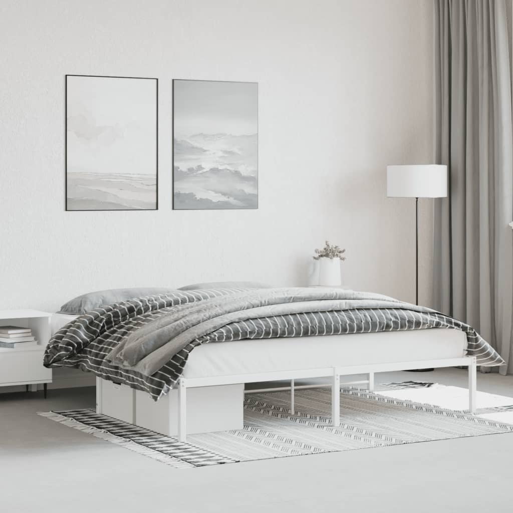 Metal Bed Frame without Mattress White 180 cm 200 cm