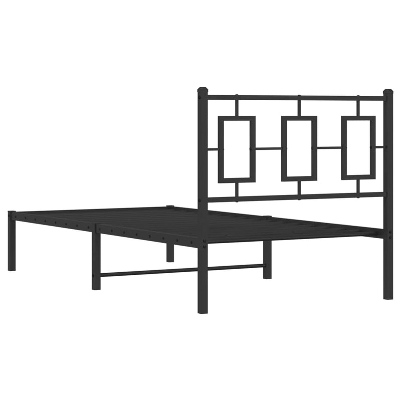 Metal Bed Frame with Headboard Black 90x190 cm Single