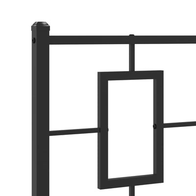 Metal Bed Frame with Headboard Black 90x190 cm Single