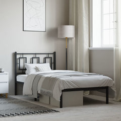 vidaXL Metal Bed Frame without Mattress with Headboard Black 90x190cm 1