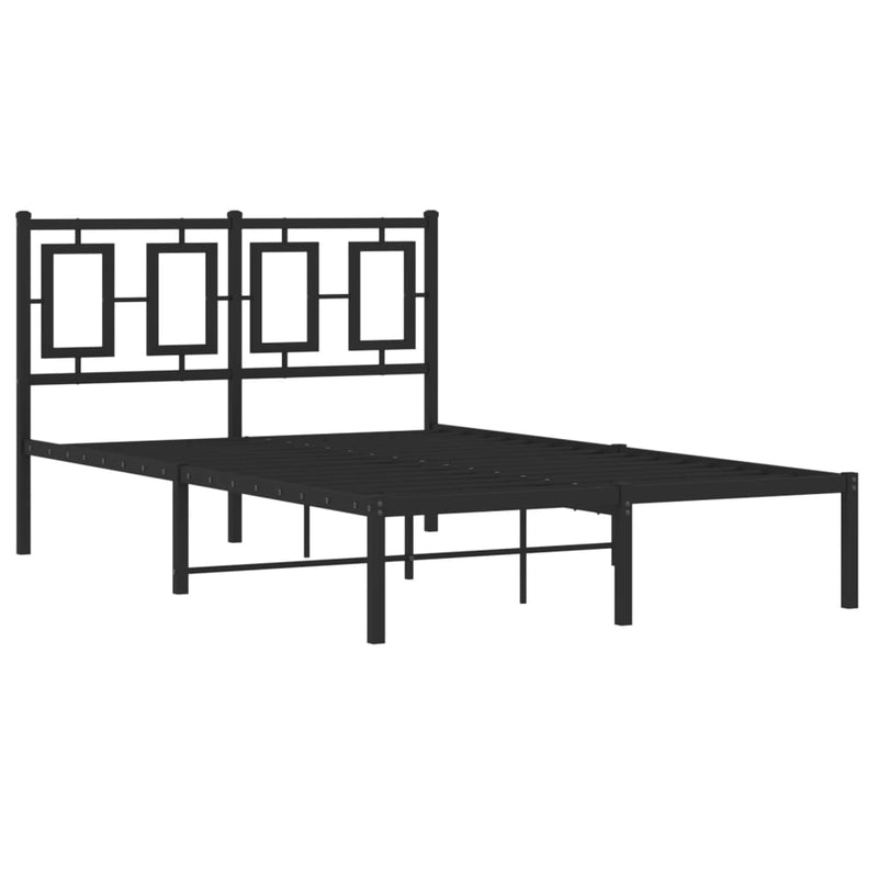 Metal Bed Frame with Headboard Black 120x190 cm Small Double