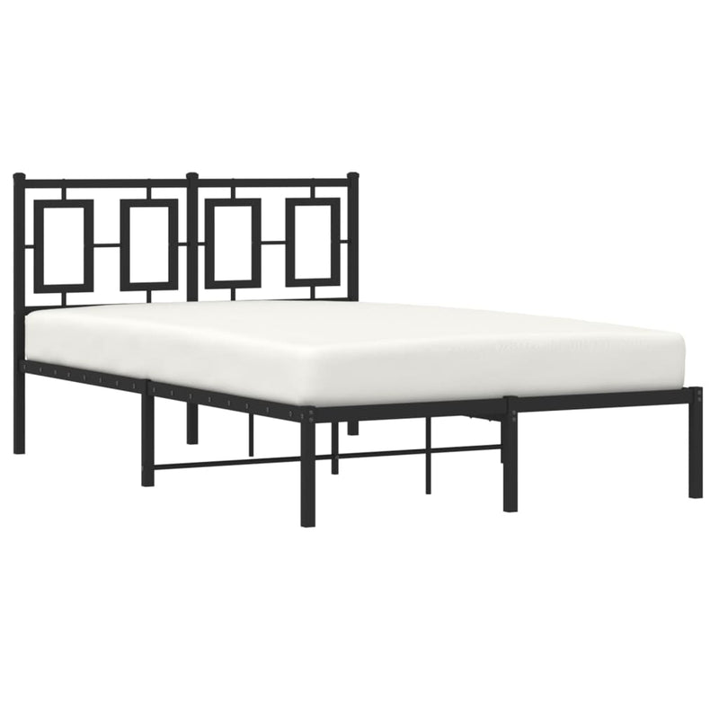 Metal Bed Frame with Headboard Black 120x190 cm Small Double