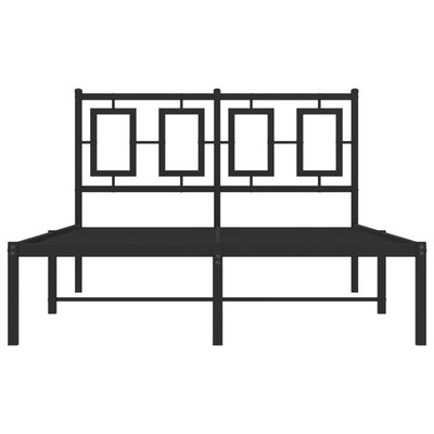 Metal Bed Frame with Headboard Black 120x190 cm Small Double