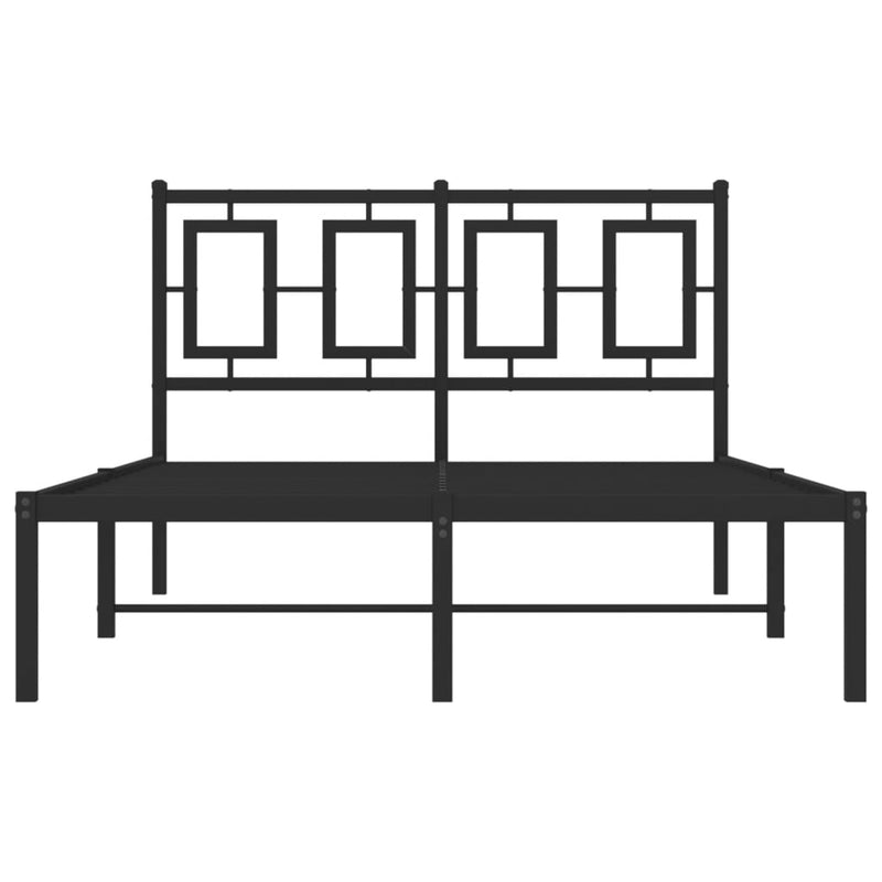 Metal Bed Frame with Headboard Black 120x190 cm Small Double