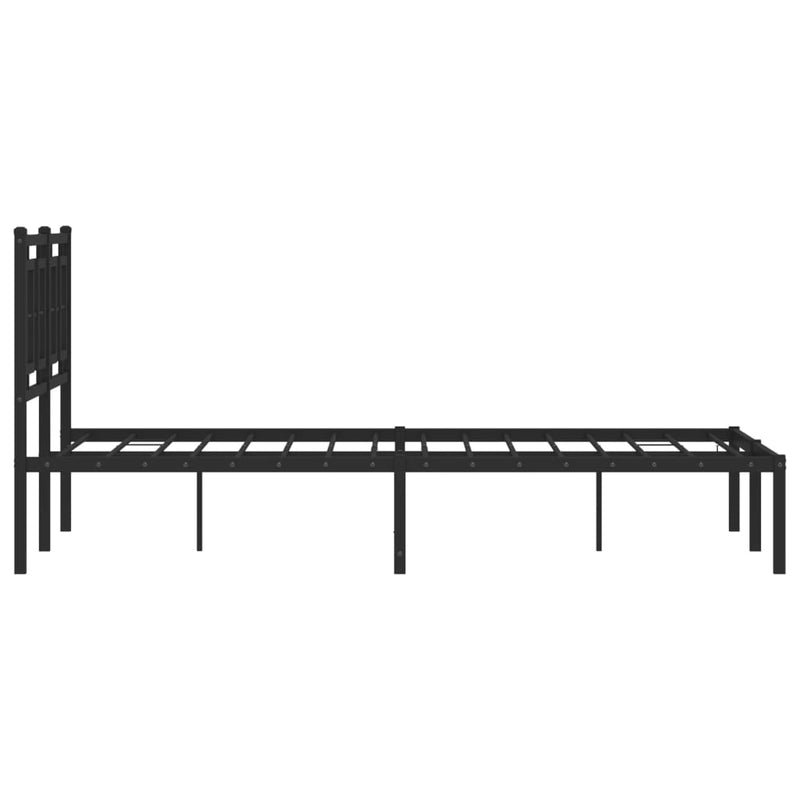 Metal Bed Frame with Headboard Black 120x190 cm Small Double