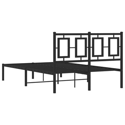 Metal Bed Frame with Headboard Black 120x190 cm Small Double