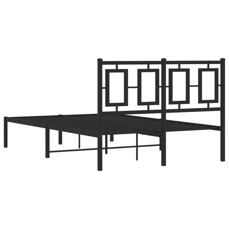 Metal Bed Frame with Headboard Black 120x190 cm Small Double