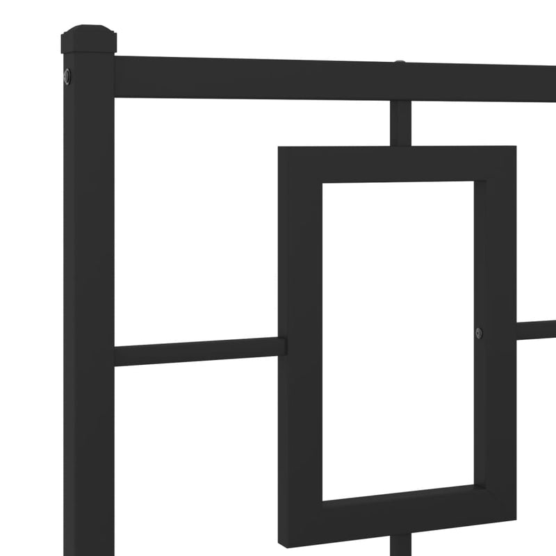 Metal Bed Frame with Headboard Black 120x190 cm Small Double