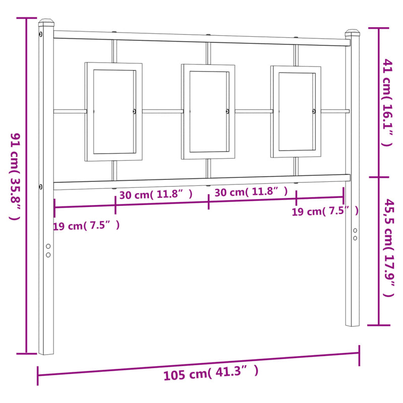 Metal Headboard Black 100 cm