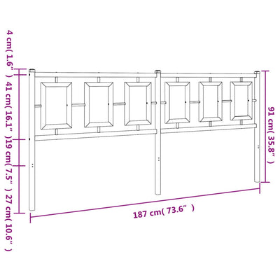 Metal Headboard Black 180 cm