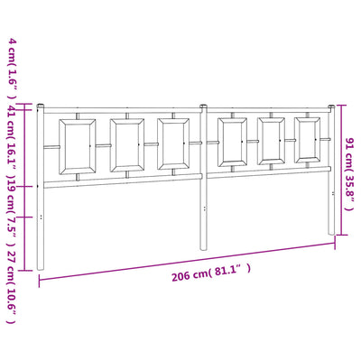 Metal Headboard Black 200 cm