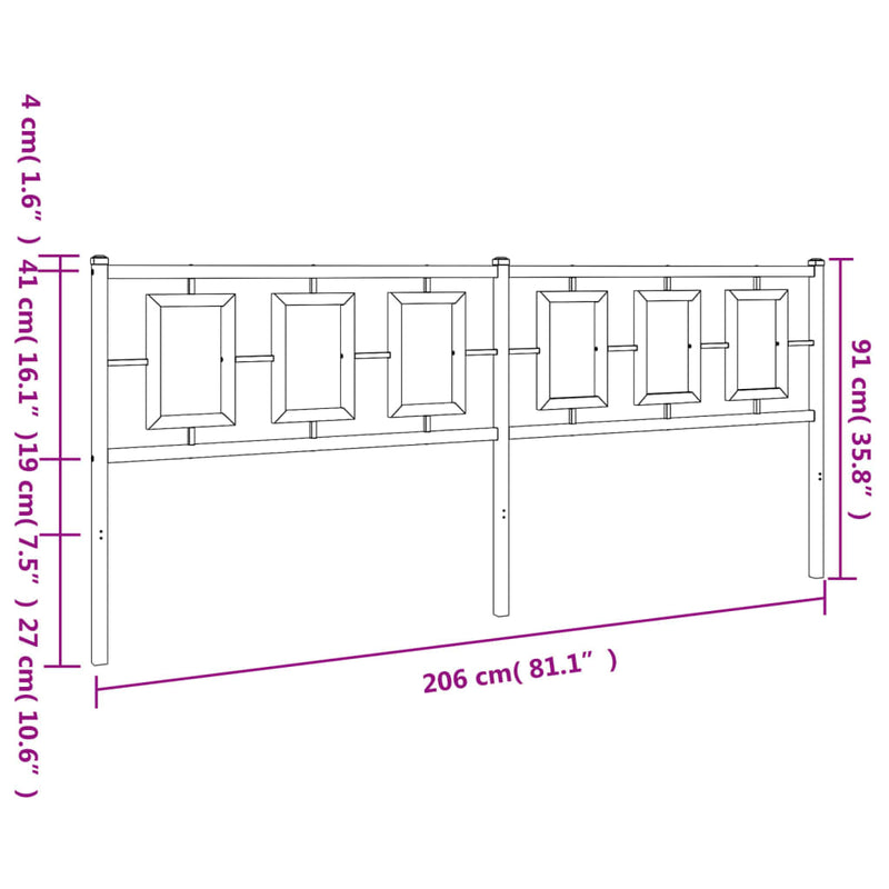 Metal Headboard Black 200 cm