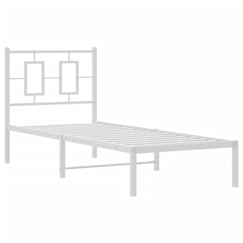 Metal Bed Frame with Headboard White 80x200 cm