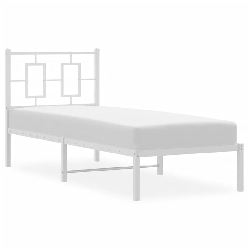 Metal Bed Frame with Headboard White 80x200 cm