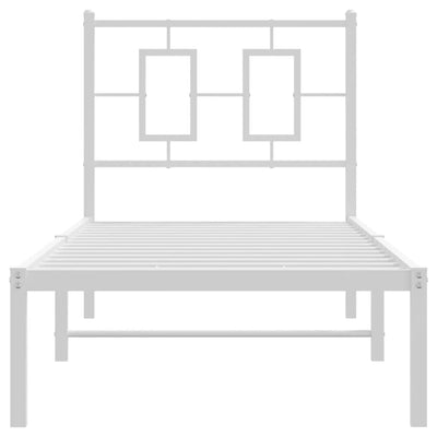 Metal Bed Frame with Headboard White 80x200 cm