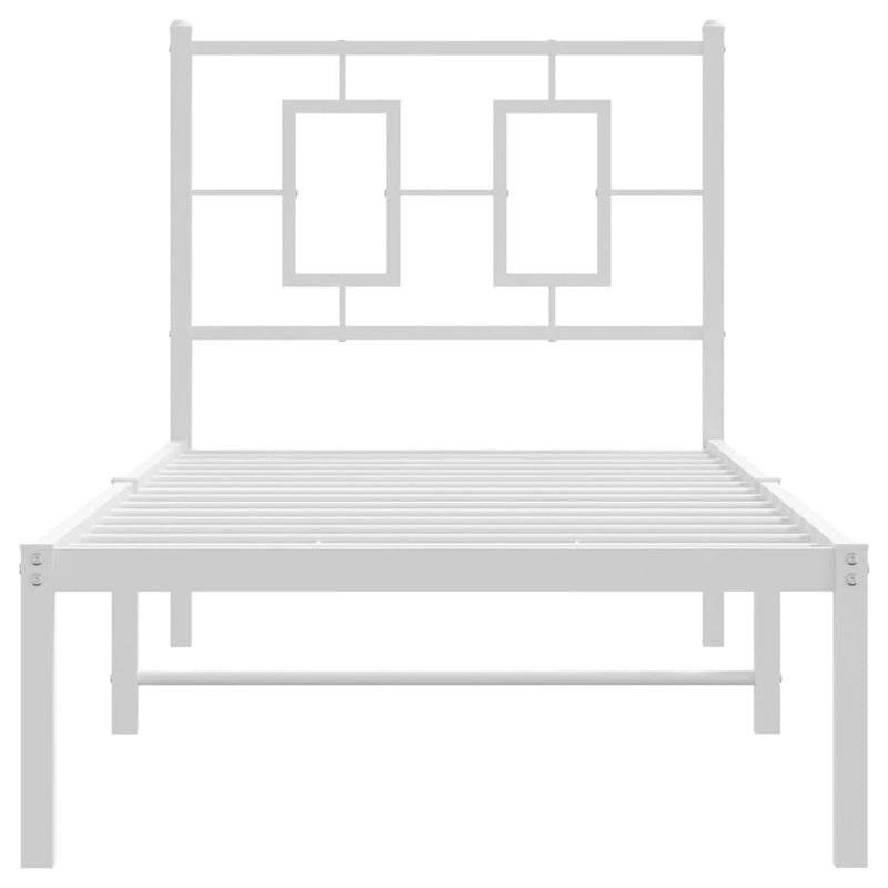 Metal Bed Frame with Headboard White 80x200 cm