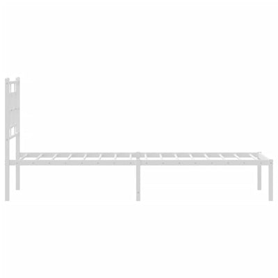 Metal Bed Frame with Headboard White 80x200 cm