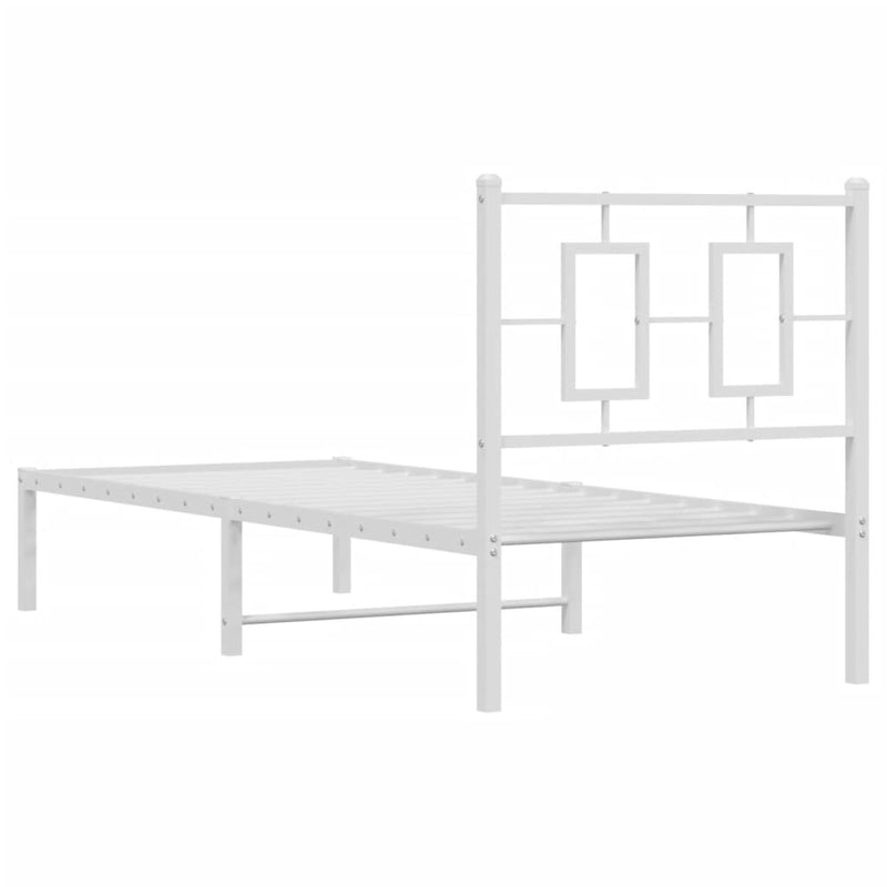 Metal Bed Frame with Headboard White 80x200 cm