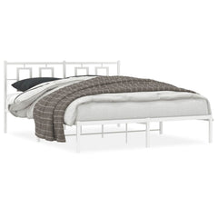 Metal Bed Frame without Mattress with Headboard White 150 cm 200 cm