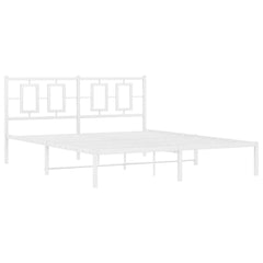 Metal Bed Frame without Mattress with Headboard White 150 cm 200 cm