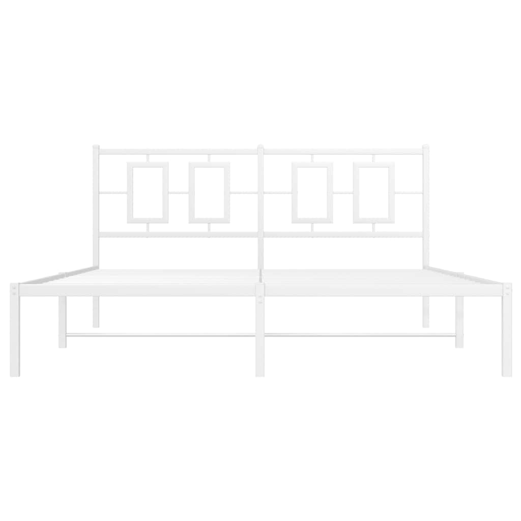 Metal Bed Frame without Mattress with Headboard White 150 cm 200 cm