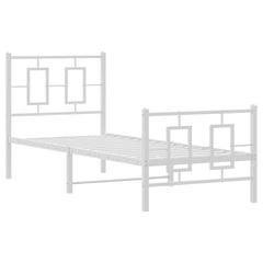 Metal Bed Frame without Mattress with Footboard with Headboard & Footboard White 80 cm 200 cm