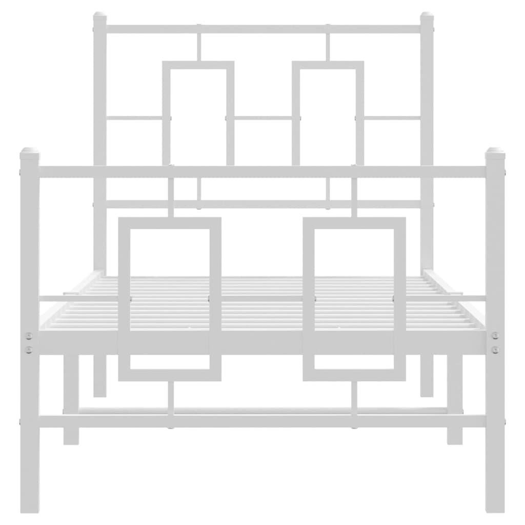 vidaXL Metal Bed Frame without Mattress with Footboard White 80x200cm 5