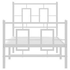 vidaXL Metal Bed Frame without Mattress with Footboard White 80x200cm 5