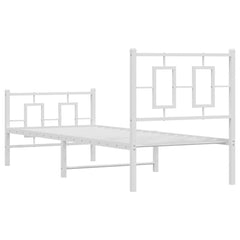 Metal Bed Frame without Mattress with Footboard with Headboard & Footboard White 80 cm 200 cm
