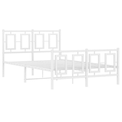 Metal Bed Frame with Headboard and Footboard White 120x200 cm