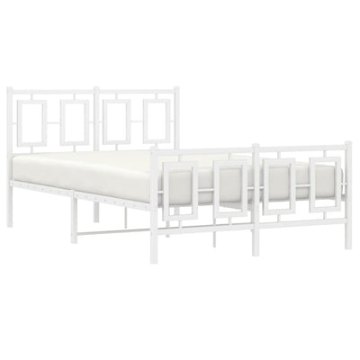 Metal Bed Frame with Headboard and Footboard White 120x200 cm