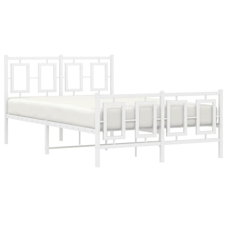 Metal Bed Frame with Headboard and Footboard White 120x200 cm