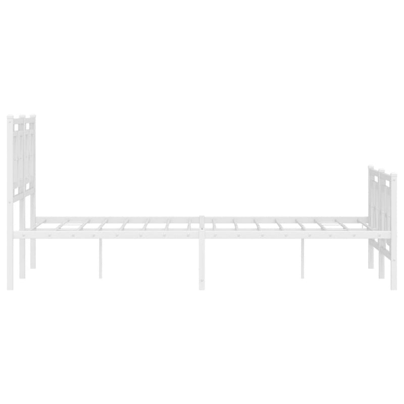 Metal Bed Frame with Headboard and Footboard White 120x200 cm