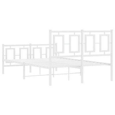 Metal Bed Frame with Headboard and Footboard White 120x200 cm